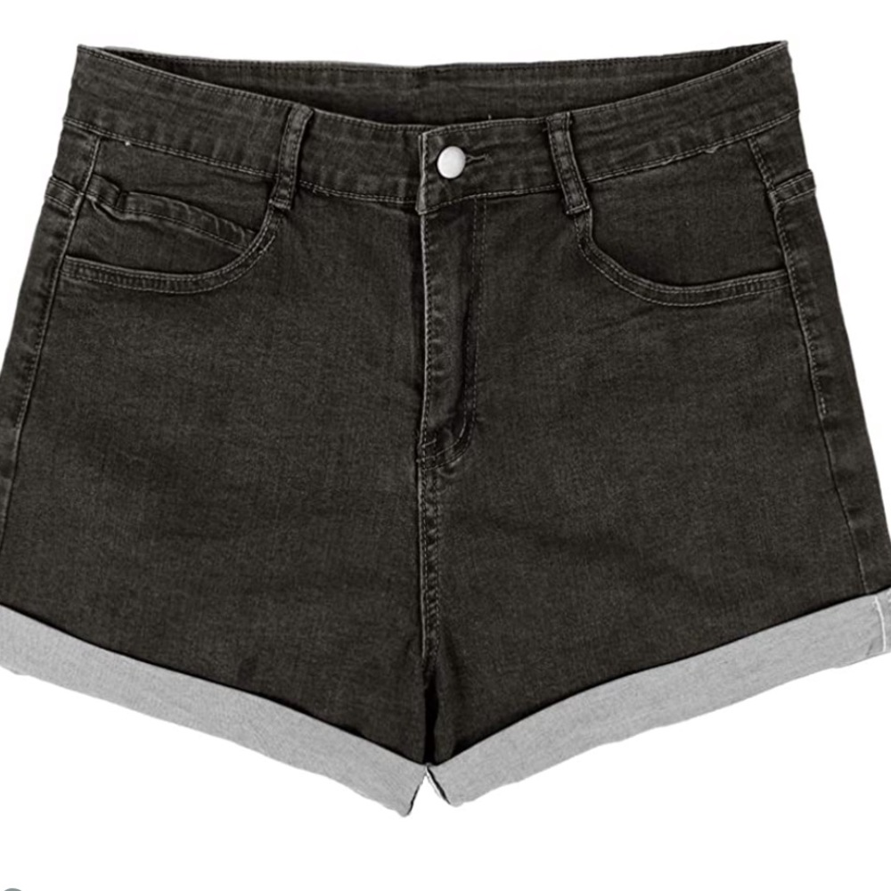 High waisted black/grey jean shorts